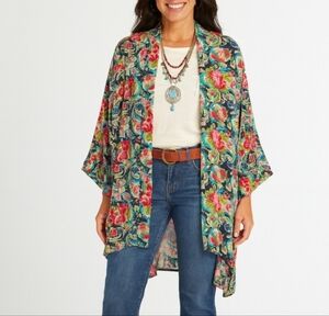COTTON CANDY Floral Paisley Kimono, Vibrant Colors, Oversized Fit, XL XXL
